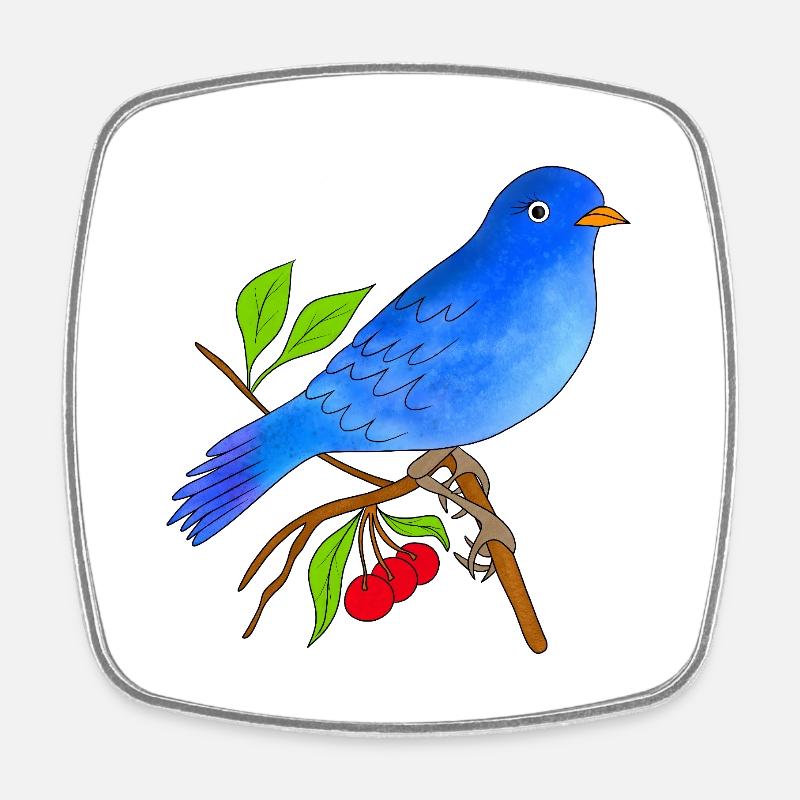 Blue bird - Square fridge magnet - white