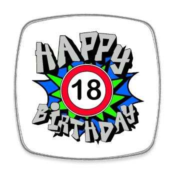18th Birthday , Happy 18 Birthday Gift (25) - Square fridge magnet - white - Front