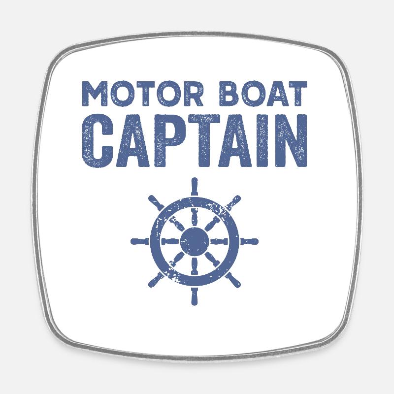 bateau à moteur capitaine roue bateau à moteur - Magnet carré - blanc