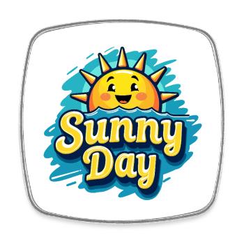Sunny Day Sonne S - Viereckiger Kühlschrankmagnet - Weiß - Vorne