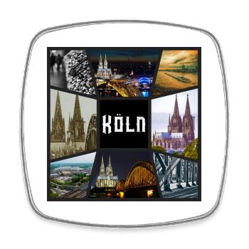 Cologne Skyline City Germany Collage Graffiti - Square fridge magnet - white - Front