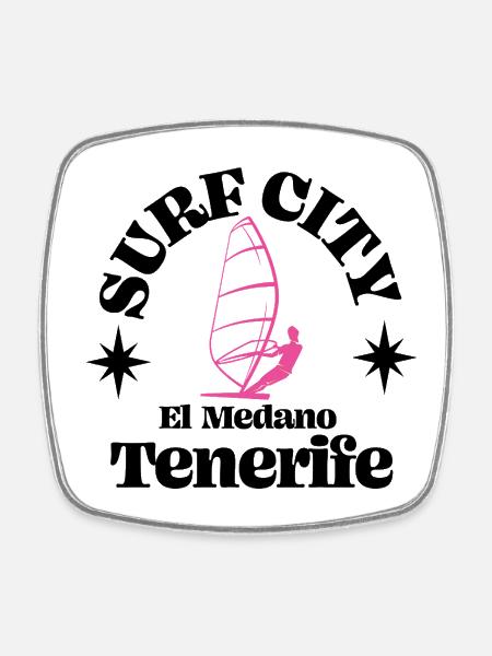 Surf City 2 - Viereckiger Kühlschrankmagnet - Weiß