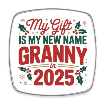 Mamie en 2025 Cadeau Nom Tee - Magnet carré - blanc - Devant