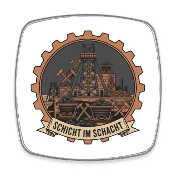 Schicht im Schacht Minenbadge - Viereckiger Kühlschrankmagnet - Weiß - Vorne