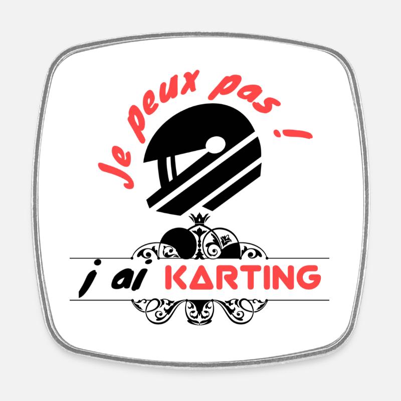 Je peux pas - Karting - Magnet carré - blanc
