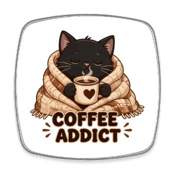Katzen und Kaffee - Viereckiger Kühlschrankmagnet - Weiß - Vorne