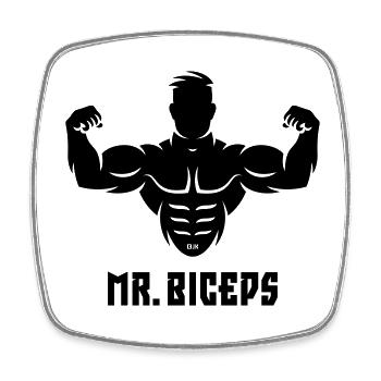 Mr. Biceps (Bodybulding / Funny / Muscles) - Square fridge magnet - white - Front