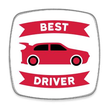 Meilleur pilote de voiture de sport (voiture de sport, bannière) - Magnet carré - blanc - Devant