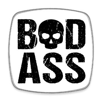 Badass Skull - Viereckiger Kühlschrankmagnet - Weiß - Vorne