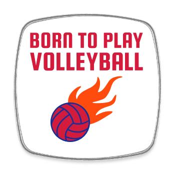 Né pour jouer au volley-ball (Volleyball mit Flammen) - Magnet carré - blanc - Devant