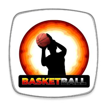 Basket-ball - Magnet carré - blanc - Devant