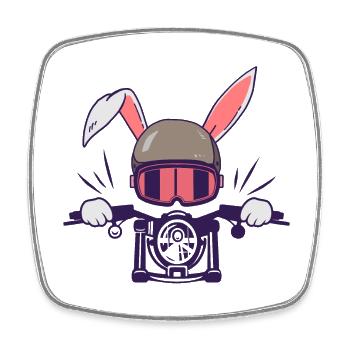 Kaninchen Motorradfahrer Biker Häschen - Viereckiger Kühlschrankmagnet - Weiß - Vorne