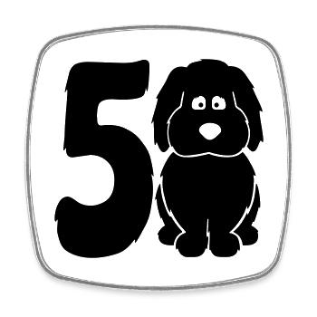 50 years (and) happy with a dog - Square fridge magnet - white - Front