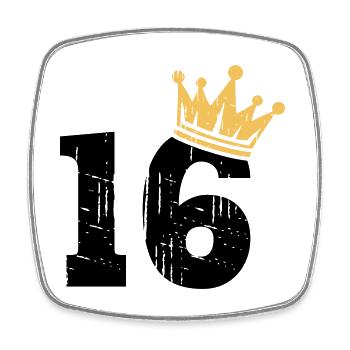 16 Krone 16. Geburtstag 16 Jahre - Viereckiger Kühlschrankmagnet - Weiß - Vorne