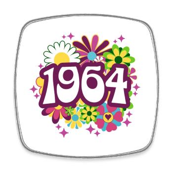 Retro Groovy Jahr 1964 Frau 60 Jahre Jubiläum - Viereckiger Kühlschrankmagnet - Weiß - Vorne