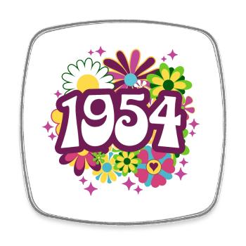 Retro Groovy Year 1954 Woman 70 Year Anniversary - Square fridge magnet - white - Front