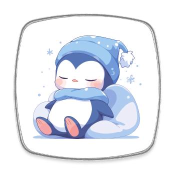 Penguin Sleeping Sleep Shirt Pajamas Cute Animal - Square fridge magnet - white - Front