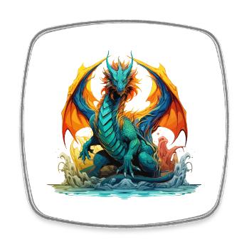 Drache Fantasie Magie Mystik Kreatur Fabel Tier - Viereckiger Kühlschrankmagnet - Weiß - Vorne