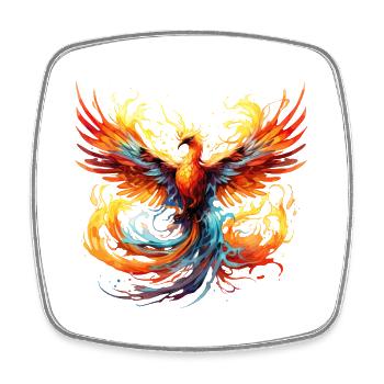 Phénix, Phénix, Feu, Flammes, Oiseau, Mythologie - Magnet carré - blanc - Devant