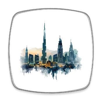 Dubai Skyline Sommer Sonne Palmen Strand Meer - Viereckiger Kühlschrankmagnet - Weiß - Vorne