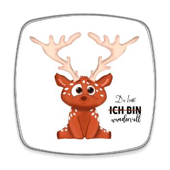 Baby deer with saying I'm wonderful - Square fridge magnet - white - Front