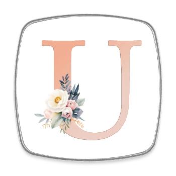 U Monogramm , Floral, Boho - Viereckiger Kühlschrankmagnet - Weiß - Vorne