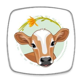 Mignon veau qui jette un coup d’œil - Magnet carré - blanc - Devant