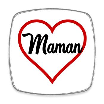 MAMA HERZ - Viereckiger Kühlschrankmagnet - Weiß - Vorne