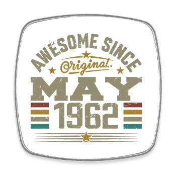 Vintage May 1962 May 1962 Born in May 1962 Original - Square fridge magnet - white - Front