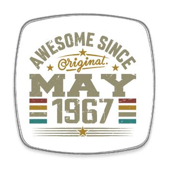 Vintage Mai 1967 Mai 1967 né en Mai 1967 Original - Magnet carré - blanc - Devant
