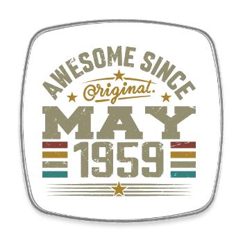 Vintage Mai 1959 Mai 1959 né en Mai 1959 Original - Magnet carré - blanc - Devant