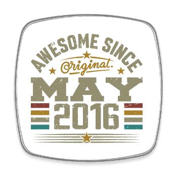 Vintage Mai 2016 Mai 2016 né en Mai 2016 Original - Magnet carré - blanc - Devant