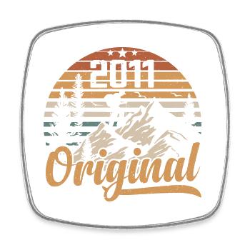 Original 2011 Retro 2011 Vintage 2011 Anniversary - Square fridge magnet - white - Front