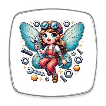 mignonne petite fée avec des outils - Magnet carré - blanc - Devant