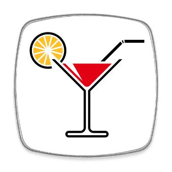 Cocktail Glass / Martini Glass (Red) - Square fridge magnet - white - Front