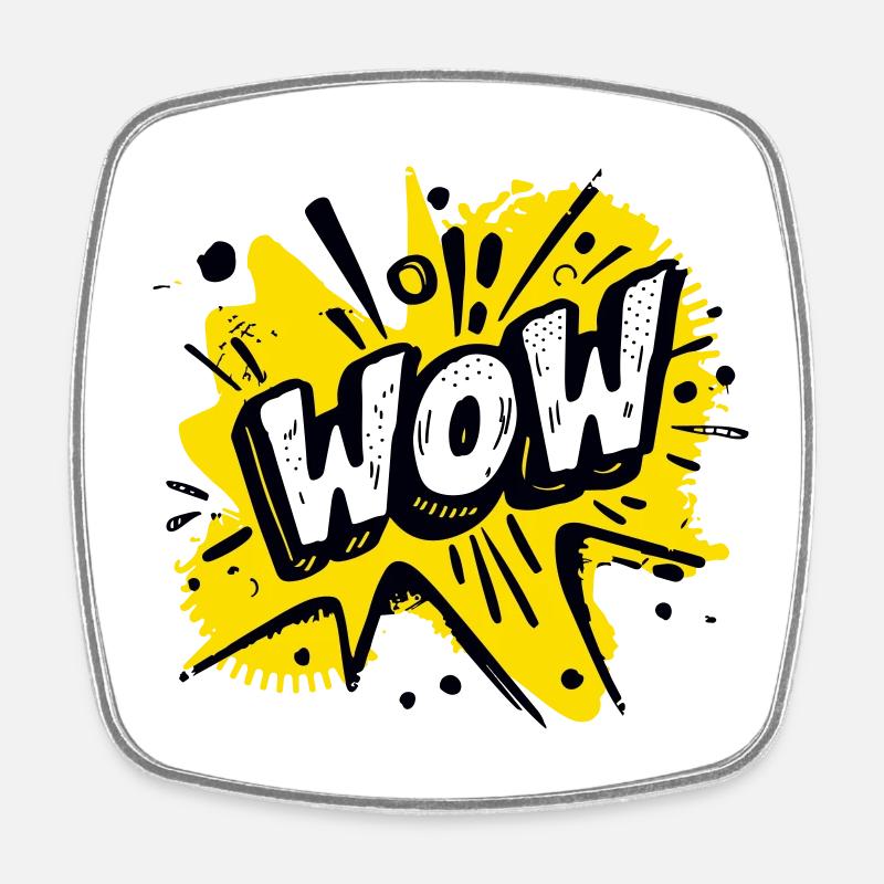Comic Pop Art "Wow" - Viereckiger Kühlschrankmagnet - Weiß