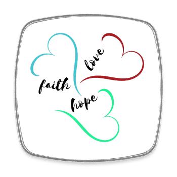 Faith, Love, Hope – Positive Botschaften auf deine - Viereckiger Kühlschrankmagnet - Weiß - Vorne