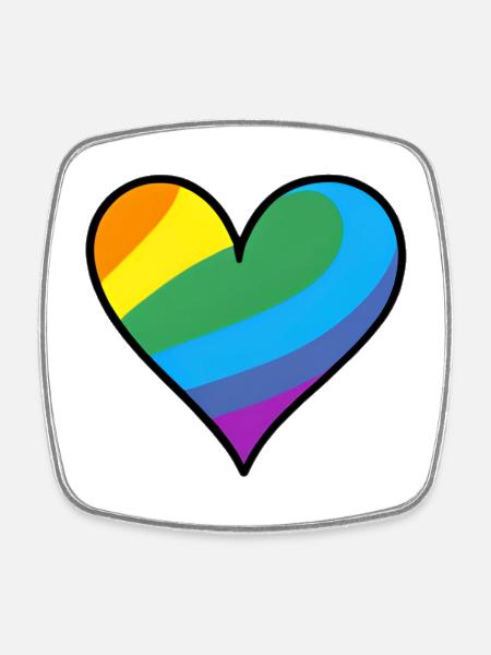 Regenbogenherz Pride Print - Viereckiger Kühlschrankmagnet - Weiß