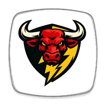 Roter Bullenblitz Schild - Viereckiger Kühlschrankmagnet - Weiß - Vorne