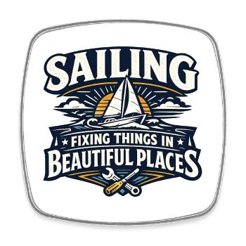 Sailing Repairs - Square fridge magnet - white - Front