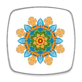 Flowers Mandala - Square fridge magnet - white - Front