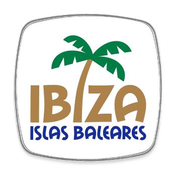 Ibiza, Islas Baleares (Palme als i) - Viereckiger Kühlschrankmagnet - Weiß - Vorne