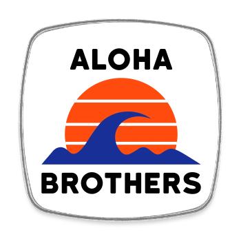 Frères Aloha (soleil avec lignes, vagues) - Magnet carré - blanc - Devant