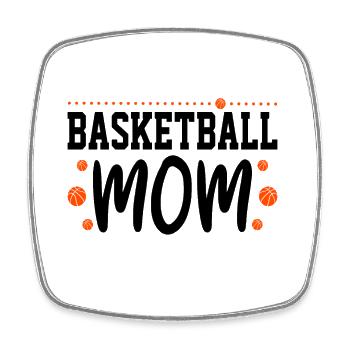 Basketball Mom - Basketball Head Mom Gift Idea - Square fridge magnet - white - Front