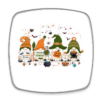 Tis the Season, Halloween Gnomes, Thanksgiving Gif - Square fridge magnet - white - Front
