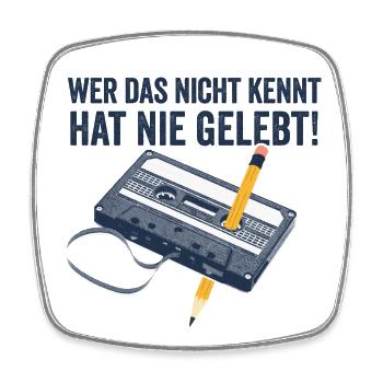 80er Jahre 90er Jahre Kassette Stift Retro Lustig - Viereckiger Kühlschrankmagnet - Weiß - Vorne
