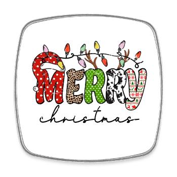 MERRY christmas, Santa hat - Square fridge magnet - white - Front