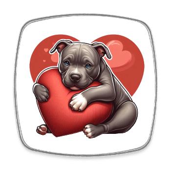 Pitbull chiot amour coeur cadeaux de la Saint-Valentin - Magnet carré - blanc - Devant