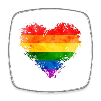 LGBTQ Arc-en-ciel Coeur Coloré Amour Fierté Gay - Magnet carré - blanc - Devant