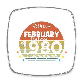 44 Years Old Made In 1980 Vintage February 1980 - Magnet carré - blanc - Devant